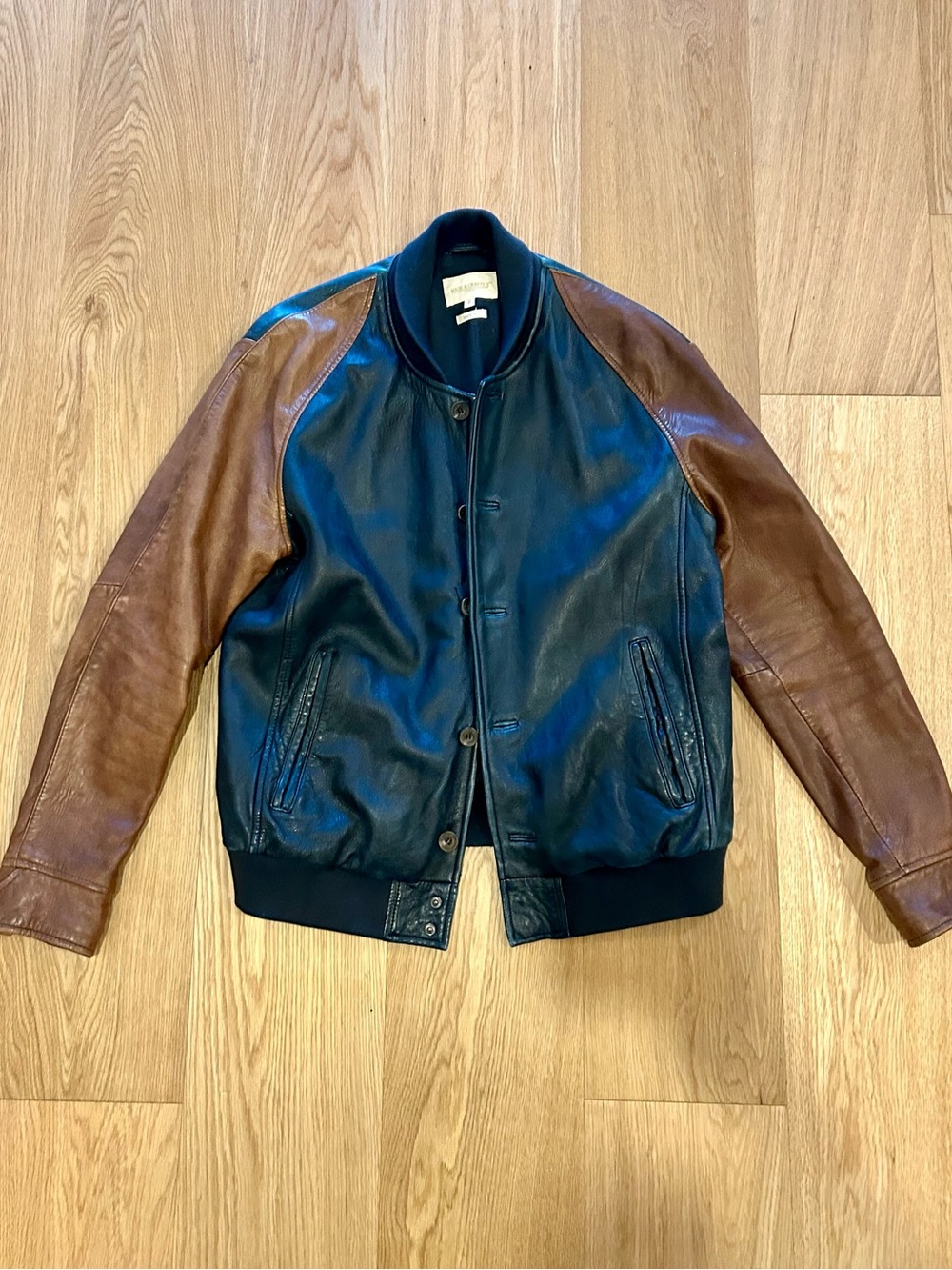 Levi's Made & Crafted Leather Varsity Bomber Jacket